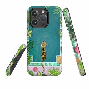 Clear Texture Comfort Pattern iPhone MagSafe Tough Case - Morocco Pool Leopard By Bex Parkin