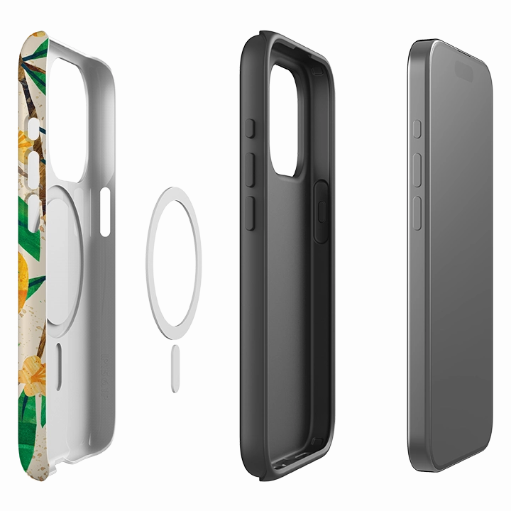 Glossy Texture Layer iPhone MagSafe Tough Case - Orange Blossom By Tracey English