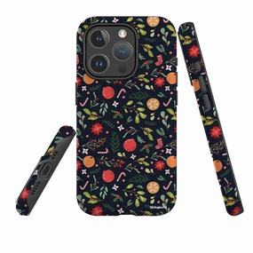 Minimal Design Hybrid Material Build iPhone MagSafe Tough Case - Oranges and Candy Canes II