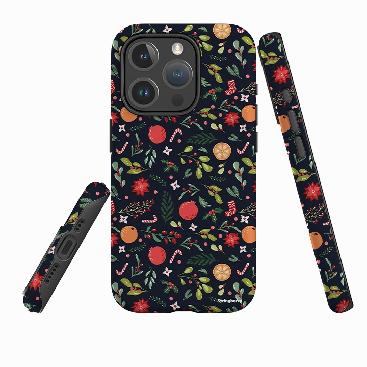 Hybrid Pattern Easy Removal iPhone MagSafe Tough Case - Oranges and Candy Canes II