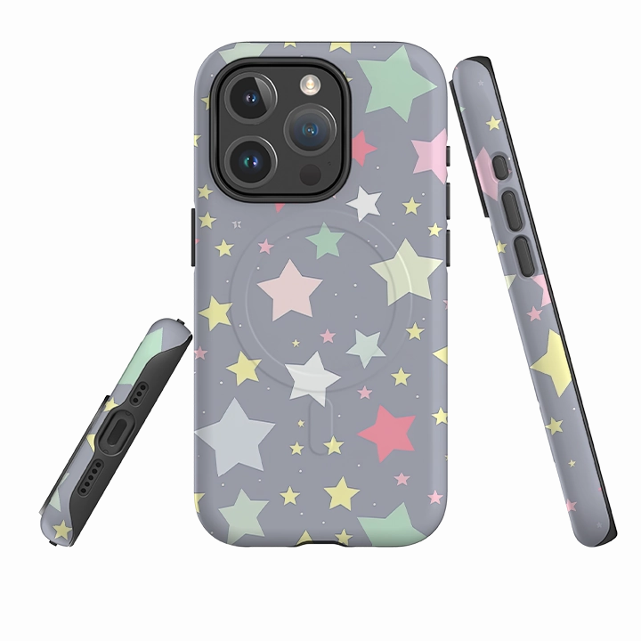 Shock Absorbing Smooth Edges iPhone MagSafe Tough Case - Pastel Stars