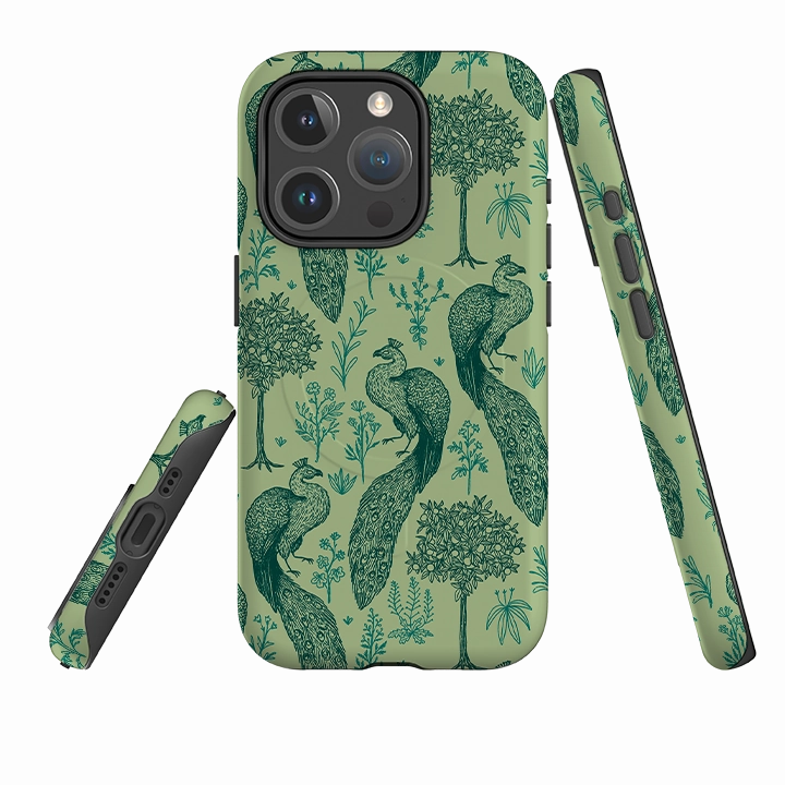 iPhone MagSafe Tough Case -  Peacock Pattern By Anna Stead Hybrid Surface Layer