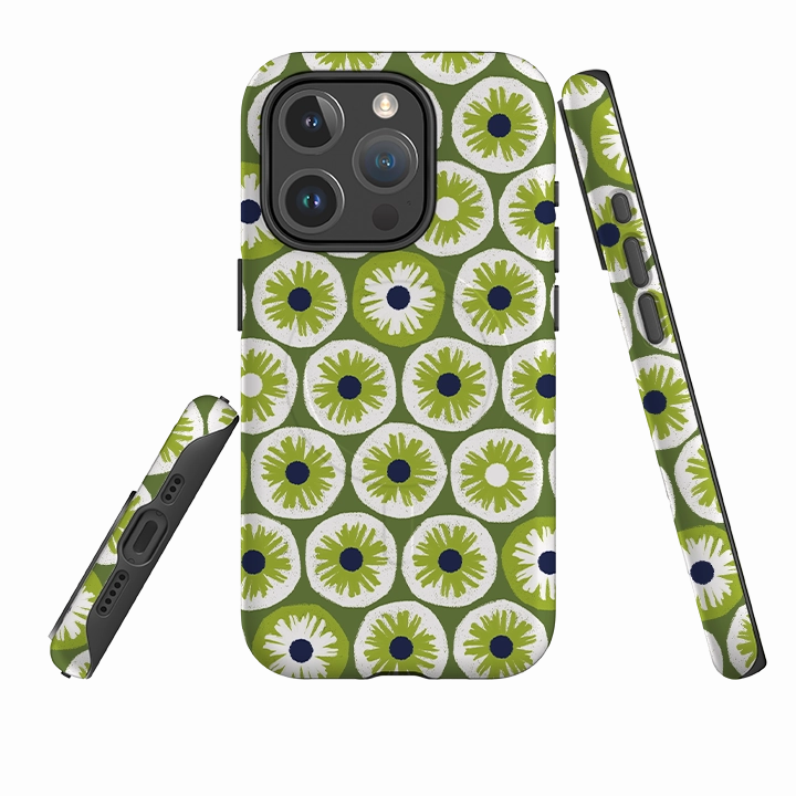 Compact Texture Layer Strong Outline iPhone MagSafe Tough Case -  Penny Flowers Green By Ali Brookes