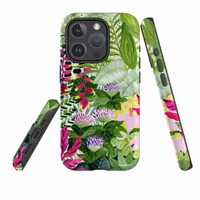 Durable Texture iPhone MagSafe Tough Case -  Pink Botanical By Bex Parkin