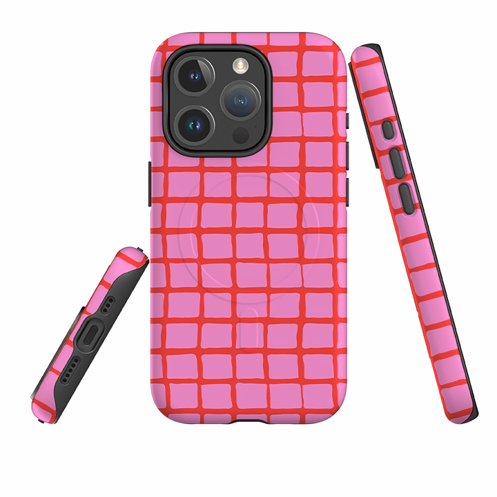 Grip Layer Luxury Appeal iPhone MagSafe Tough Case -  Pink Tiles