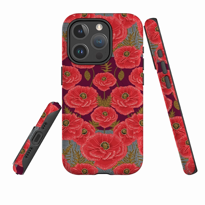 hybrid design iPhone MagSafe Tough Case - Poppy Red By Kate Heiss