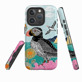 Premium Texture Layer Soft Surface Layer iPhone MagSafe Tough Case - Proud Puffin By Kate heiss