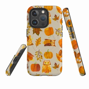 Comfort Fit iPhone MagSafe Tough Case - Pumpkins and Owls By Tracey English