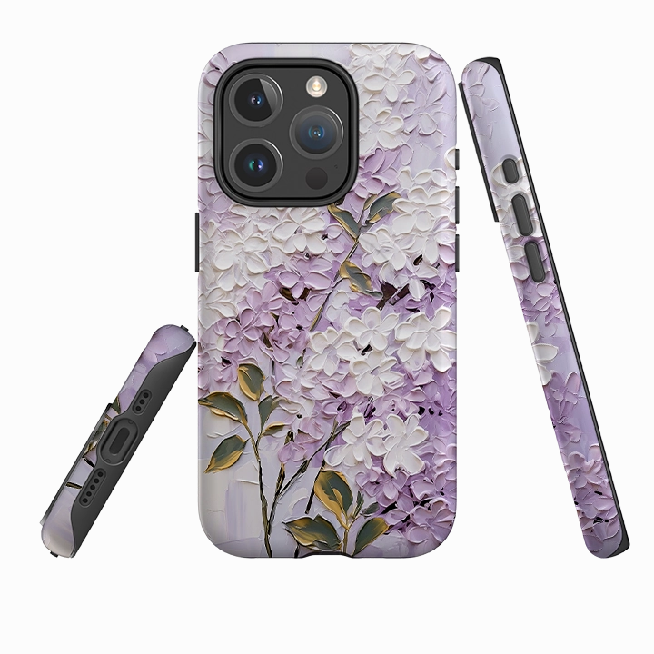 iPhone MagSafe Tough Case - Purple Floral II Minimal Build Texture Unisex Design