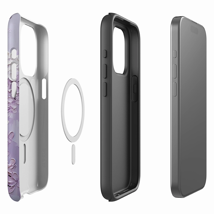 iPhone MagSafe Tough Case - Purple Floral II Slim Design