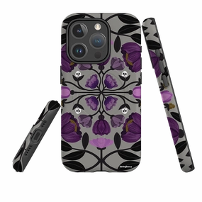 iPhone MagSafe Tough Case -  Purple Flower Skull III By Nina Pace Soft Layer
