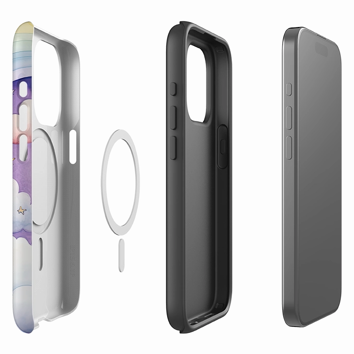 iPhone MagSafe Tough Case - Rainbow Clouds II Wireless charging