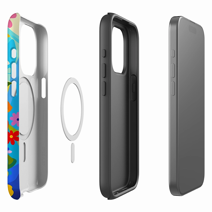 Protective Quality Soft touch layer iPhone MagSafe Tough Case - Rainbow Floral
