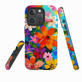 iPhone MagSafe Tough Case - Rainbow Floral Magnetic Mount