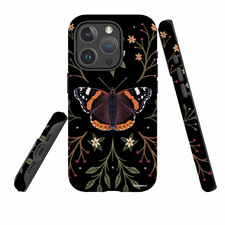 iPhone MagSafe Tough Case -  Red Admiral Butterfly By Anna Stead Gloss Touch Durable Grip