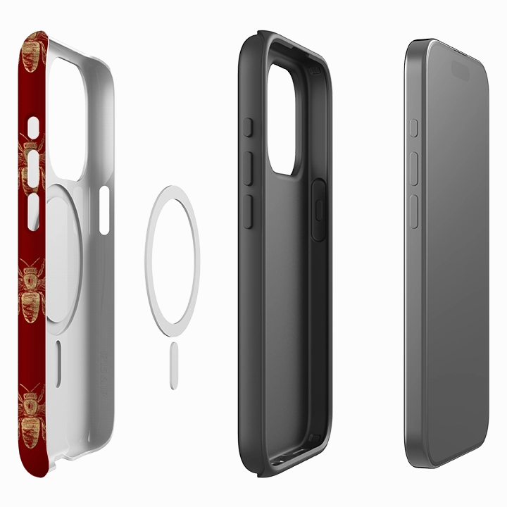 Glossy Pattern Vivid Detail iPhone MagSafe Tough Case -  Red Bees