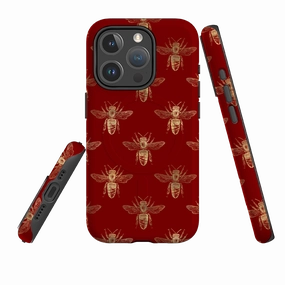 iPhone MagSafe Tough Case -  Red Bees Elegant Pattern Design Grip Finish