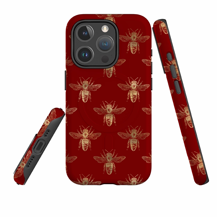 Soft Finish Minimal Style iPhone MagSafe Tough Case -  Red Bees