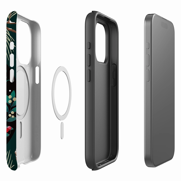 Rugged Texture Ergonomic grip iPhone MagSafe Tough Case - Red Cardinal By Bex Parkin