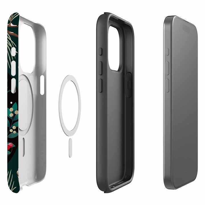 Minimal Shield Texture iPhone MagSafe Tough Case - Red Cardinal By Bex Parkin