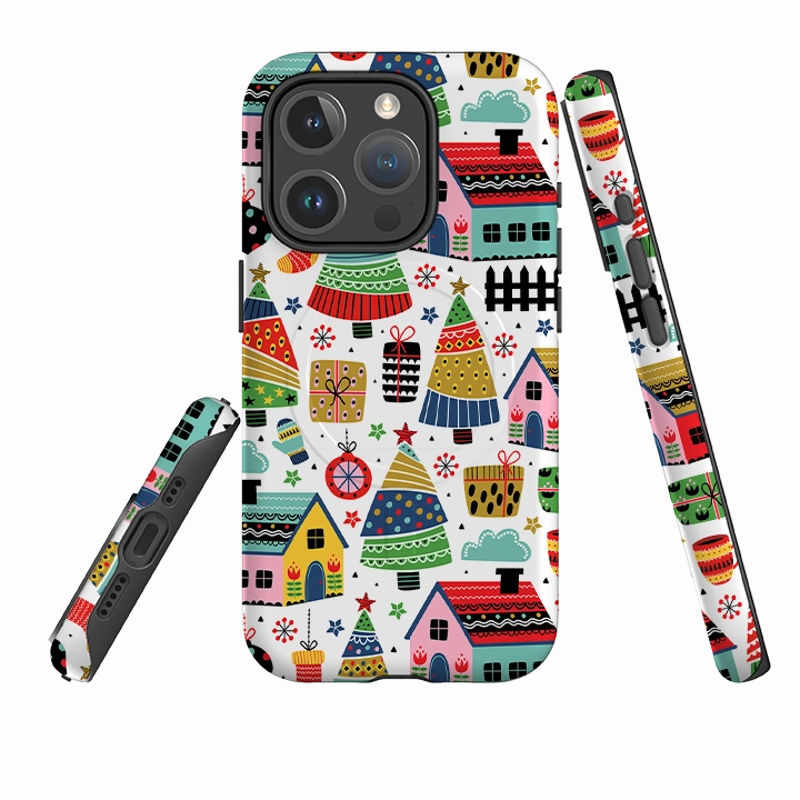 iPhone MagSafe Tough Case - Scandi Xmas Vivid Pattern Design Trendy Look