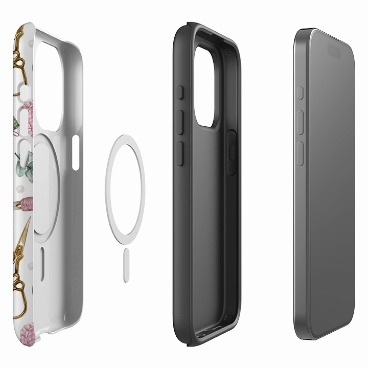 Color Accent Matte Surface iPhone MagSafe Tough Case - Sewing Pattern IV