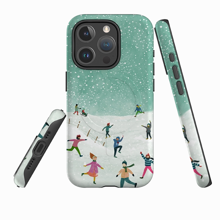 Smooth Finish Polished Finish iPhone MagSafe Tough Case -  Snowball Fight By Katherine Quinn