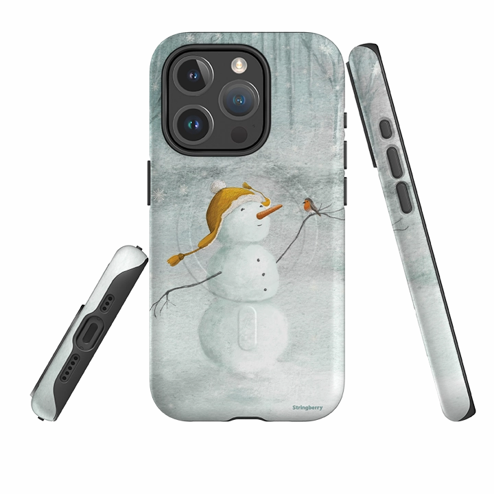 Smooth Surface Shock Absorber iPhone MagSafe Tough Case - Snowman By Maja Lindberg