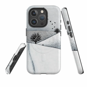 Matte Design Texture Hybrid Look iPhone MagSafe Tough Case -  Snowy Landscape By Natasha Newton