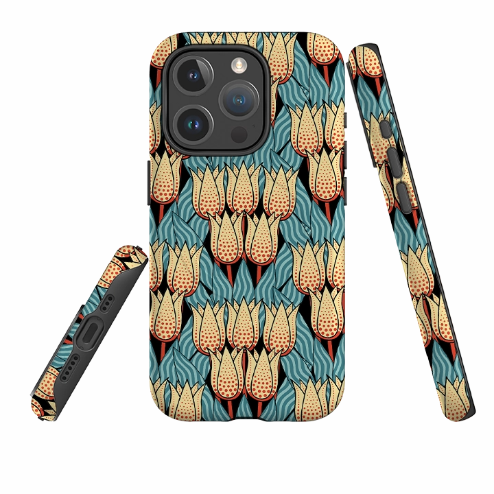 Modern Grip Design Slim Edge iPhone MagSafe Tough Case - Spotty Tulip By Cressida Bell