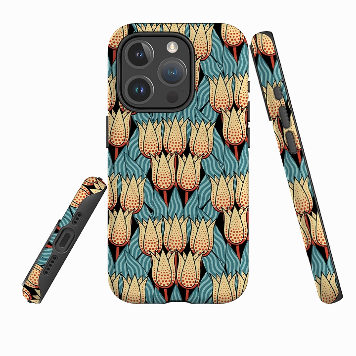 Smooth Grip Layer iPhone MagSafe Tough Case - Spotty Tulip By Cressida Bell