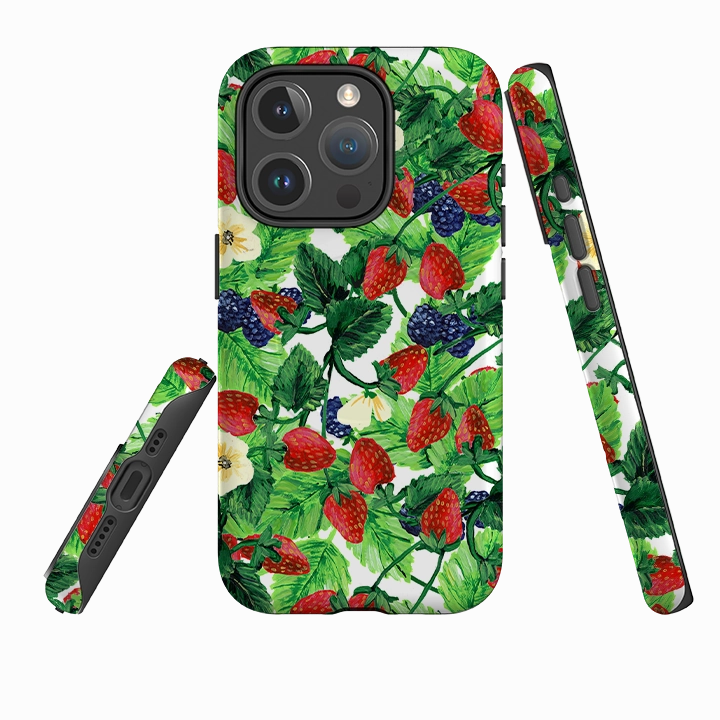 Hybrid Material Matte Shield iPhone MagSafe Tough Case - Strawberries III By Abby Jacobs
