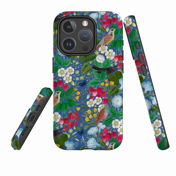 Vivid Pattern Design iPhone MagSafe Tough Case - Strawberry Thief By Bex Parkin