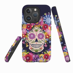 Stylish Surface Design Comfort Build iPhone MagSafe Tough Case -  Sugar Skull Blue By Ali Brookes