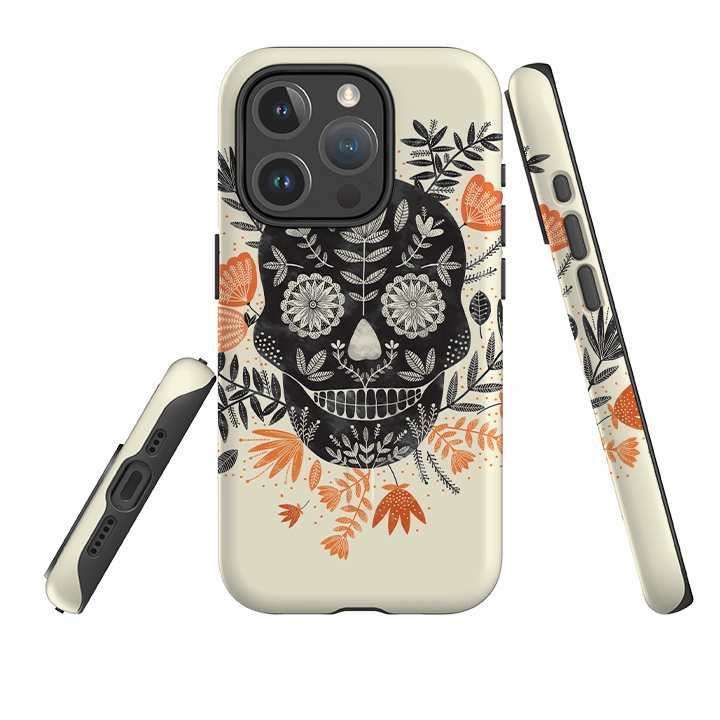 Dust proof Durable Look iPhone MagSafe Tough Case -  Sugar Skull Cream By Jade Mosinski