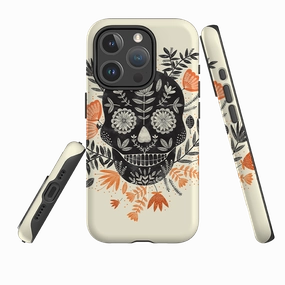 Smooth Surface Layer iPhone MagSafe Tough Case -  Sugar Skull Cream By Jade Mosinski