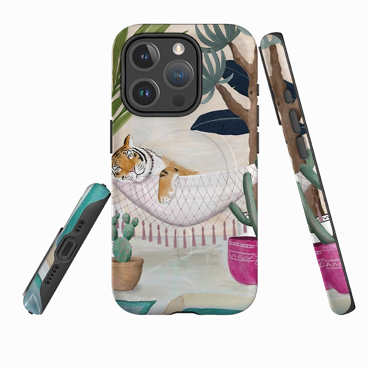 Matte Pattern Compact Design iPhone MagSafe Tough Case - Tiger Hammock By Bex Parkin