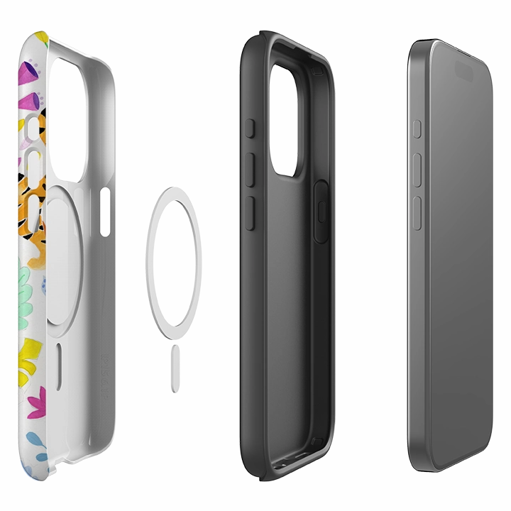 iPhone MagSafe Tough Case - Tigers and Flowers By Bex Parkin Edge Protection