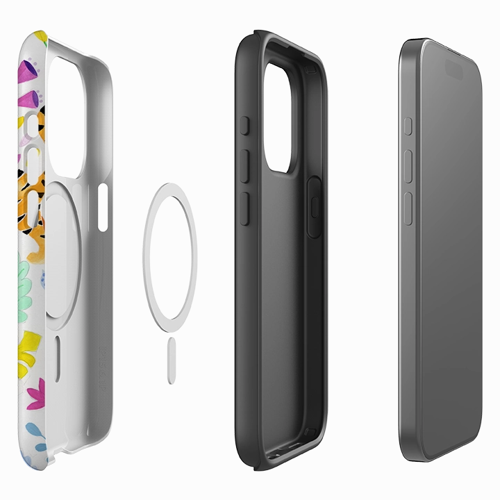 iPhone MagSafe Tough Case - Tigers and Flowers By Bex Parkin Protective Covering
