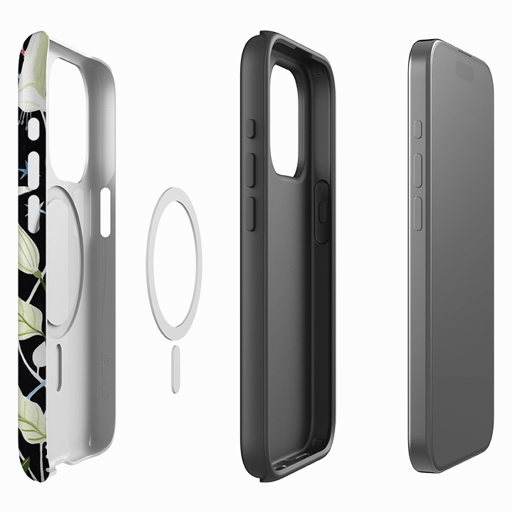 iPhone MagSafe Tough Case - Trumpet Flowers By Bex Parkin soft look Shock Layer