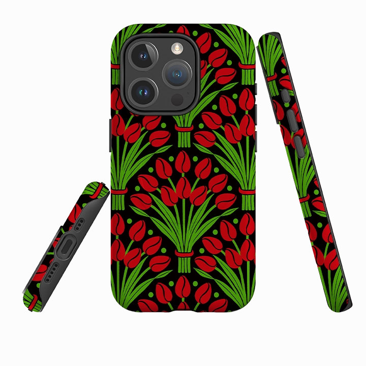 Grip Safe Slim Design iPhone MagSafe Tough Case - Tulips By Cressida Bell