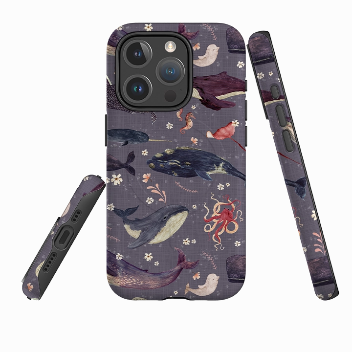 Luxury Layer Texture Classic Frame iPhone MagSafe Tough Case -  Whale Song Lavender by Katherine Quinn