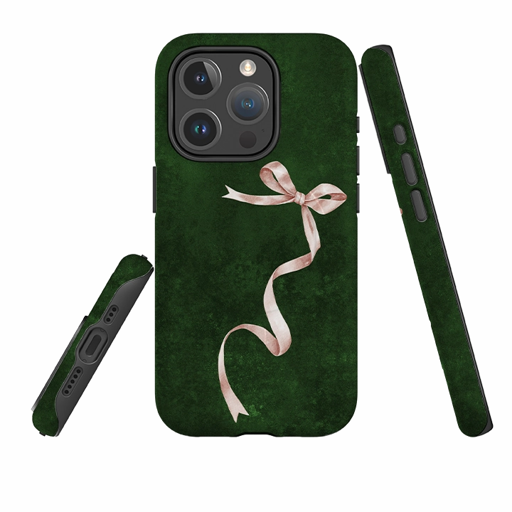 iPhone MagSafe Tough Case -  Wiggly Ribbons Forest Green Soft touch layer