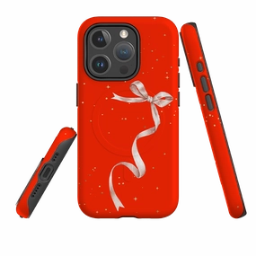 Comfort touch Matte Look iPhone MagSafe Tough Case -  Wiggly Ribbons Red Star