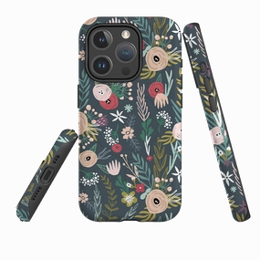 iPhone MagSafe Tough Case - Winter Scandi Floral Flexible Shell Stylish Texture