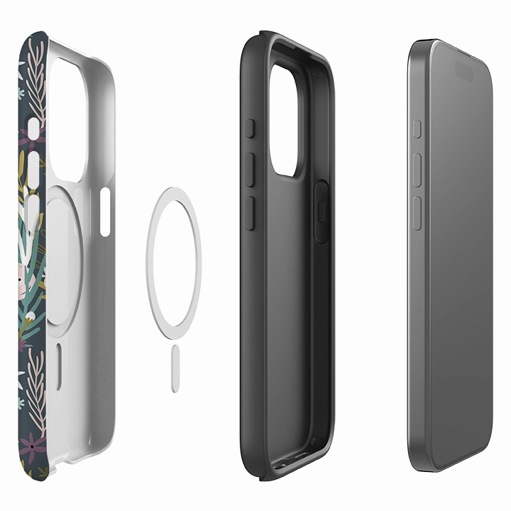 iPhone MagSafe Tough Case - Winter Scandi Floral Hybrid Material