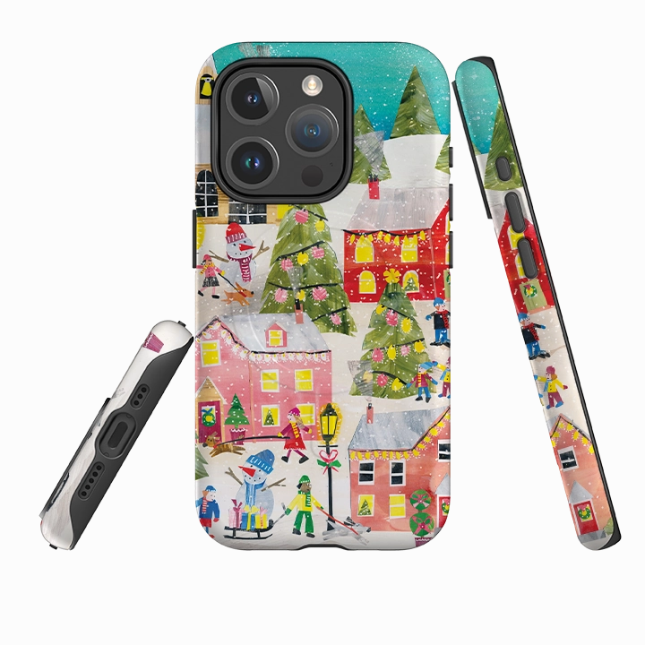 Flexible Surface Texture Smooth Layer Texture iPhone MagSafe Tough Case - Winter Village By Tracey English
