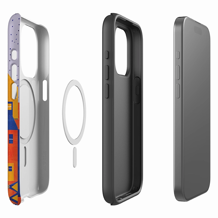 Shock Absorption Layer Vivid Surface Detail iPhone MagSafe Tough Case - Winter Village I By Tracey English