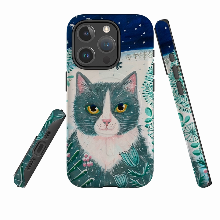 iPhone MagSafe Tough Case - Xmas Cat By Mary Stubberfield Soft edges