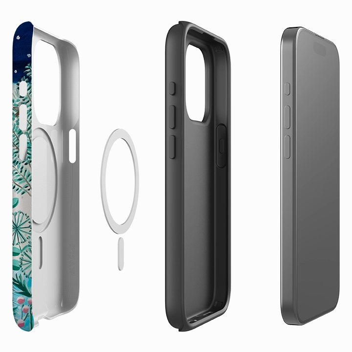 Scratch Resistant Smooth Coating iPhone MagSafe Tough Case - Xmas Cat By Mary Stubberfield